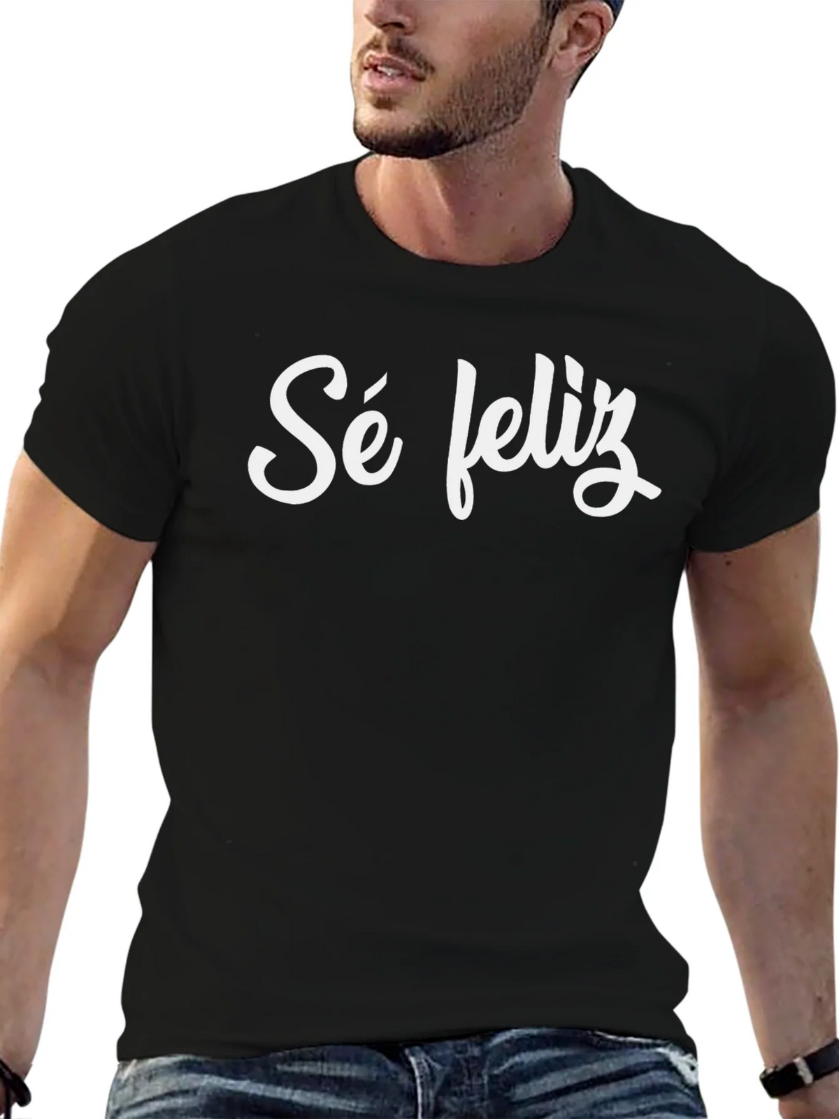 Sé Feliz Black T-Shirt - Be Happy product image 5