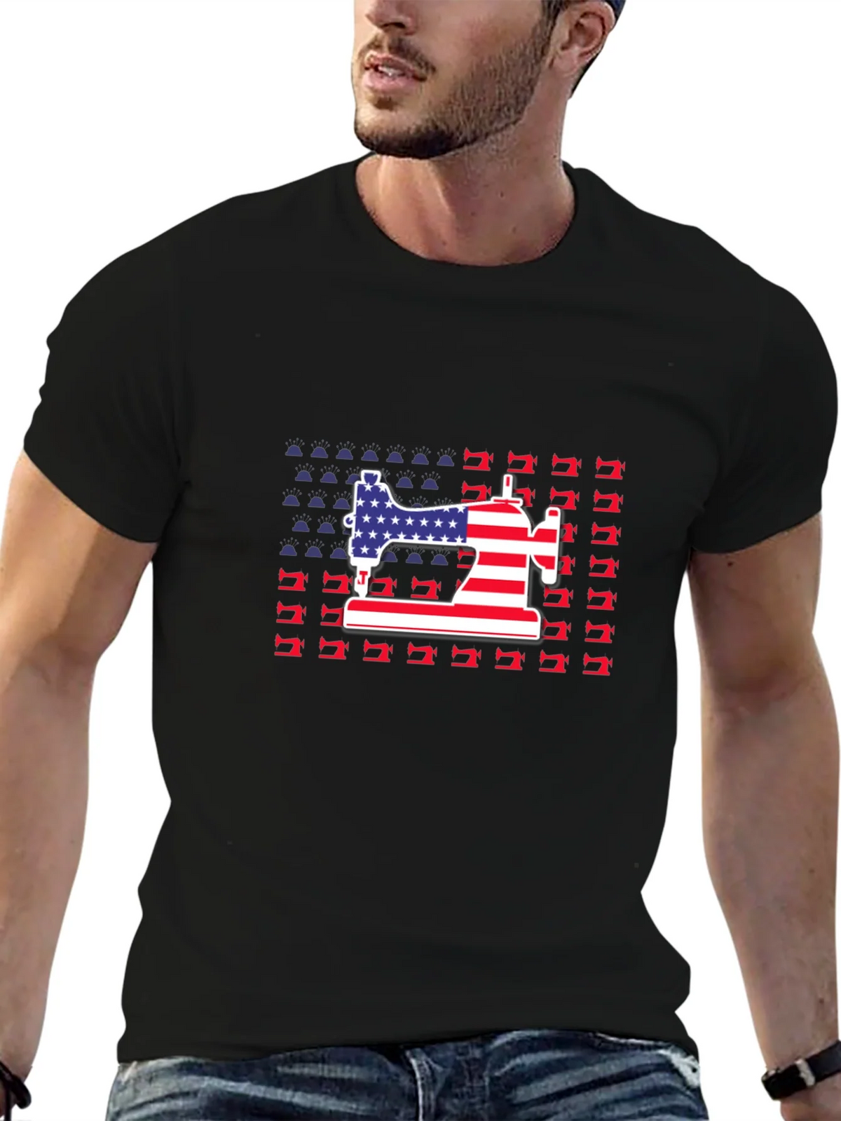 Patriotic Sewing Machine T-Shirt product image 4