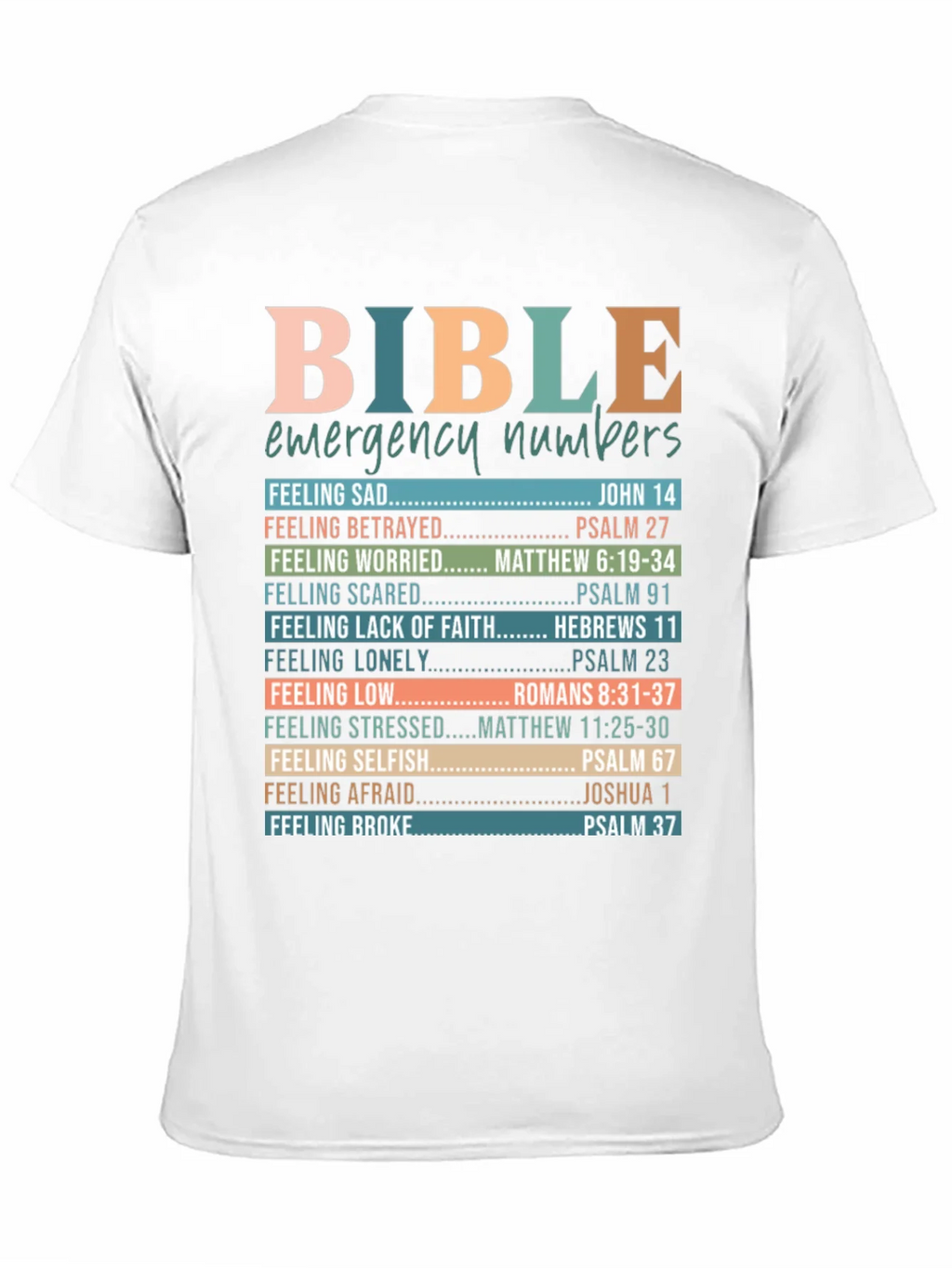 Bible Emergency Numbers Christian T-Shirt product image 3