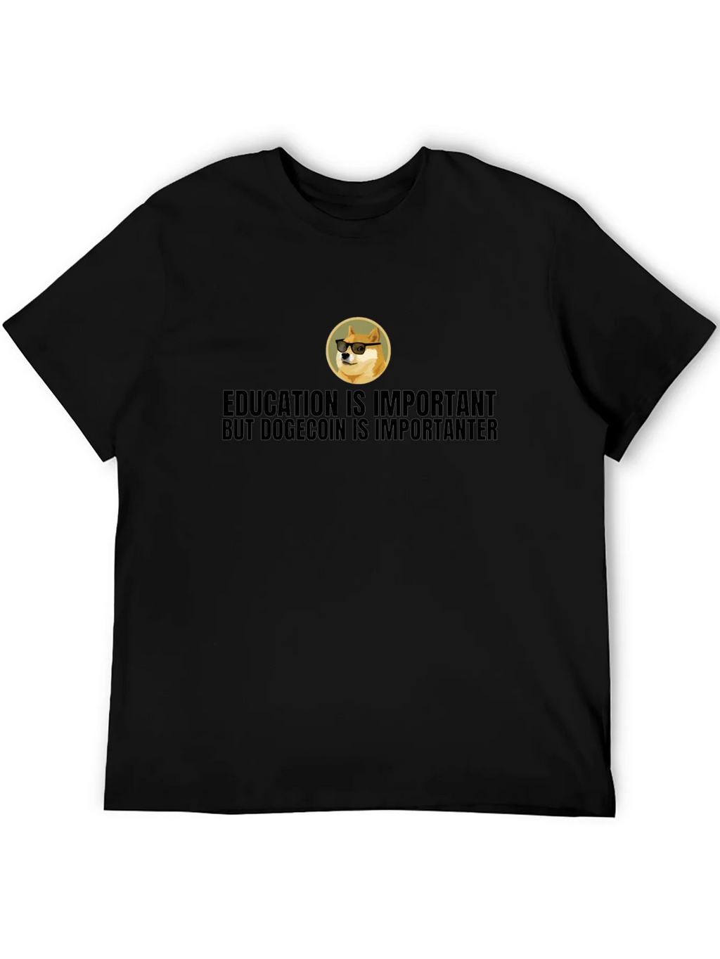 Dogecoin is Importanter T-Shirt - Black Crew Neck Tee product image 5