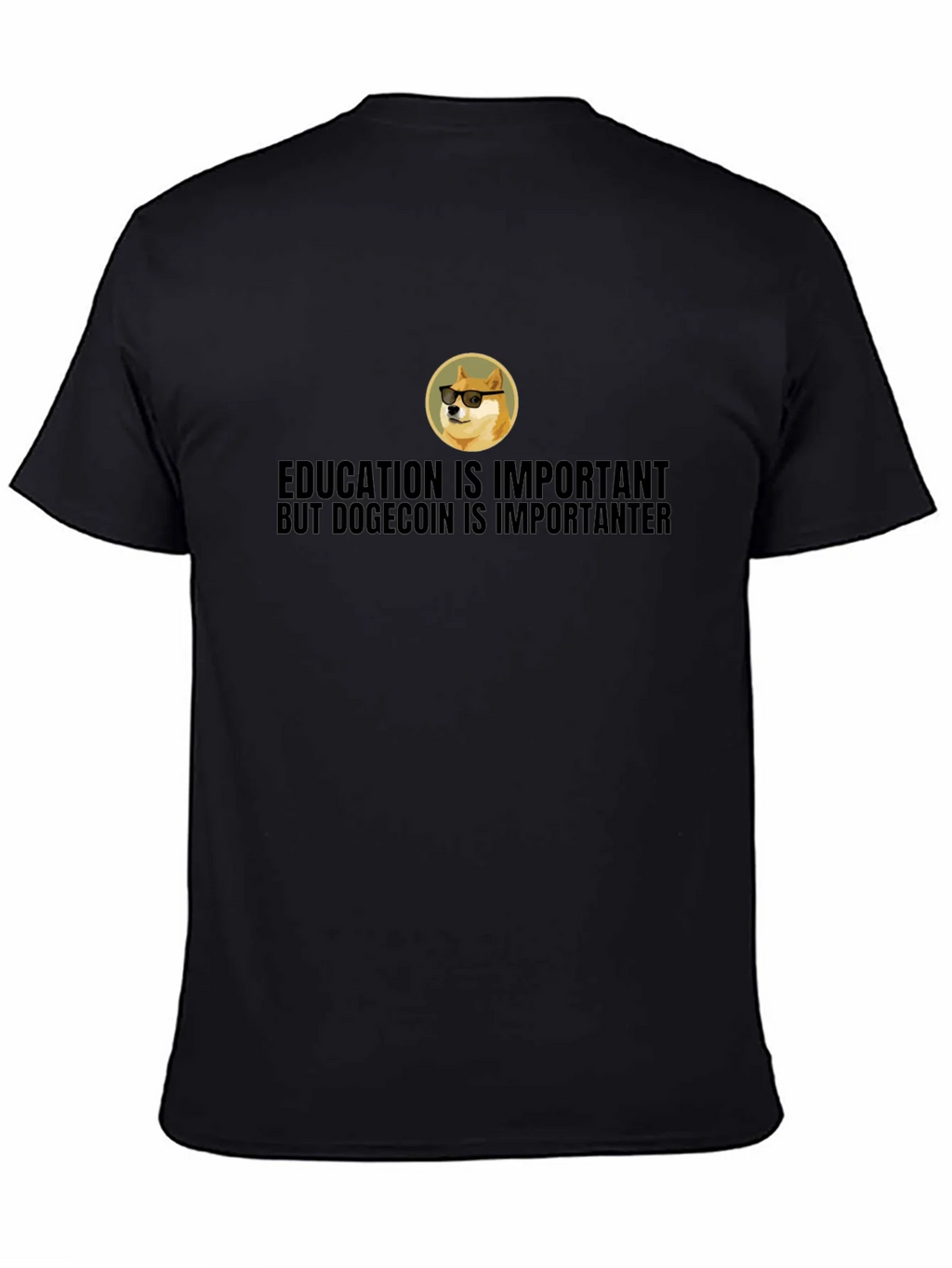Dogecoin is Importanter T-Shirt - Black Crew Neck Tee product image 4