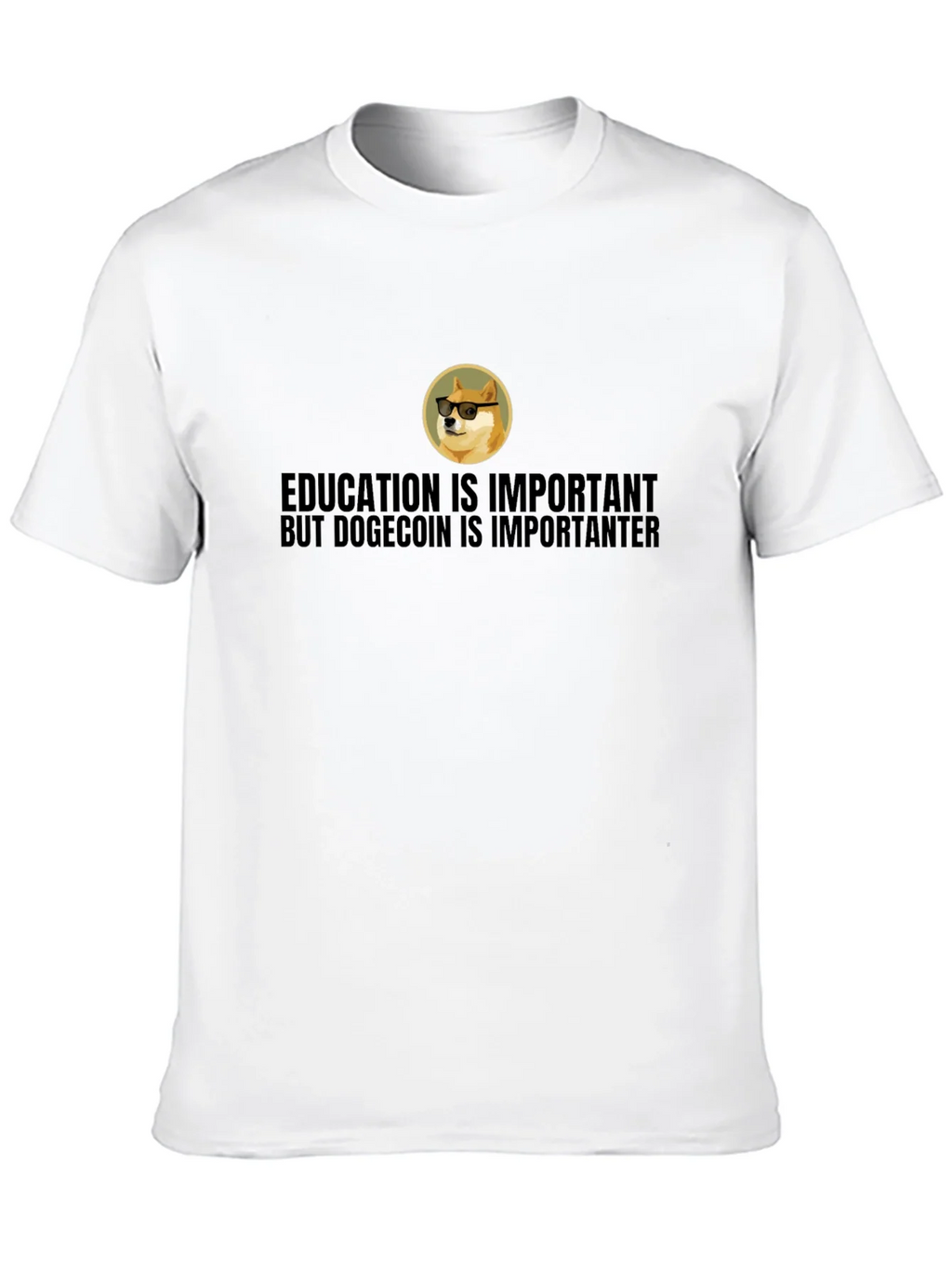 Dogecoin is Importanter T-Shirt - Black Crew Neck Tee product image 9
