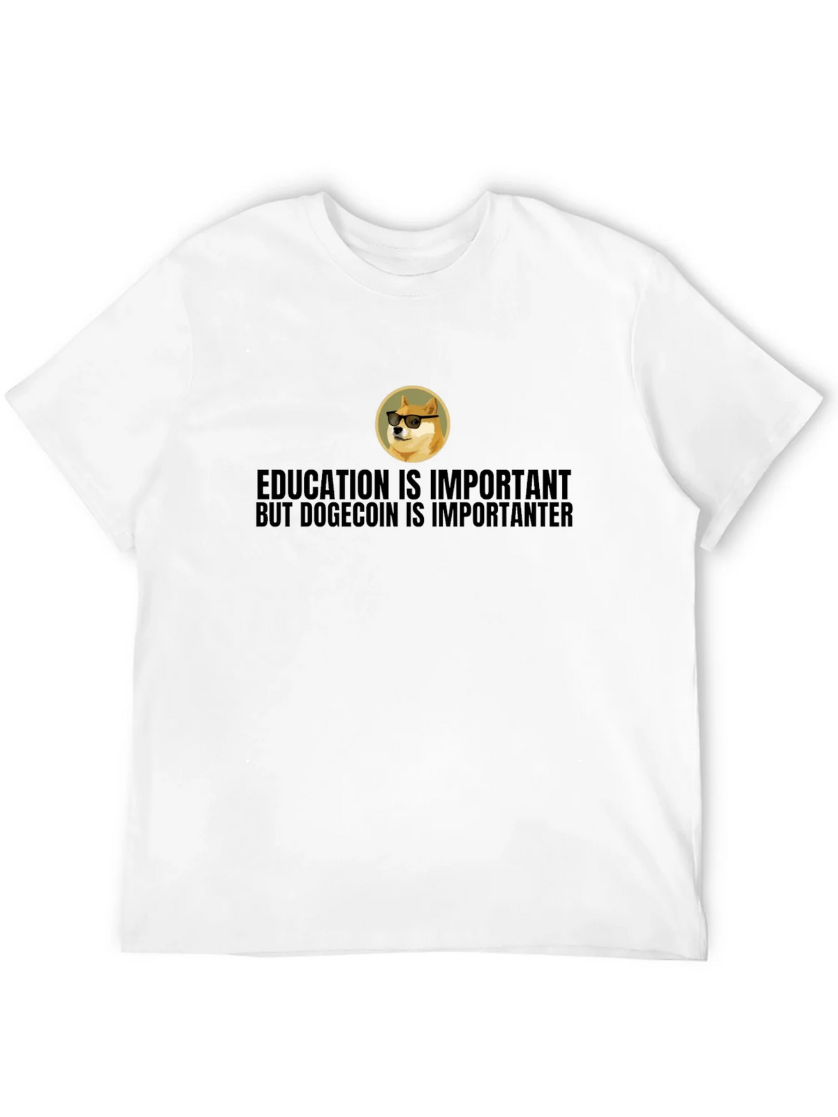 Dogecoin is Importanter T-Shirt - Black Crew Neck Tee product image 11