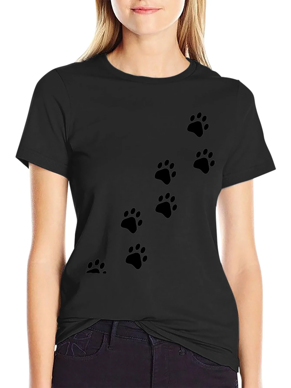 Black Paw Print T-Shirt for Animal Lovers product image 2