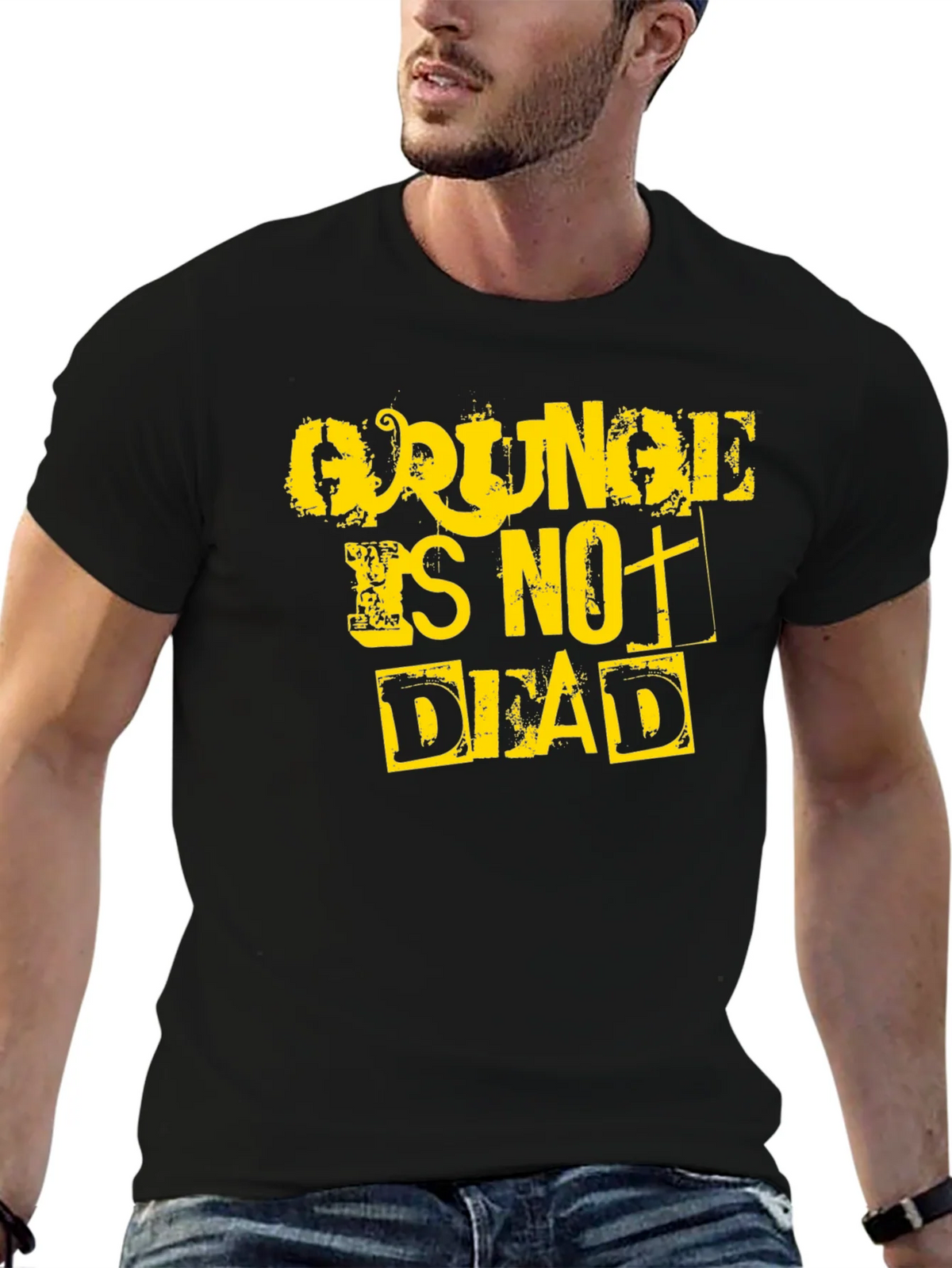 Grunge Is Not Dead Graphic Tee - Black Cotton T-Shirt product image 6
