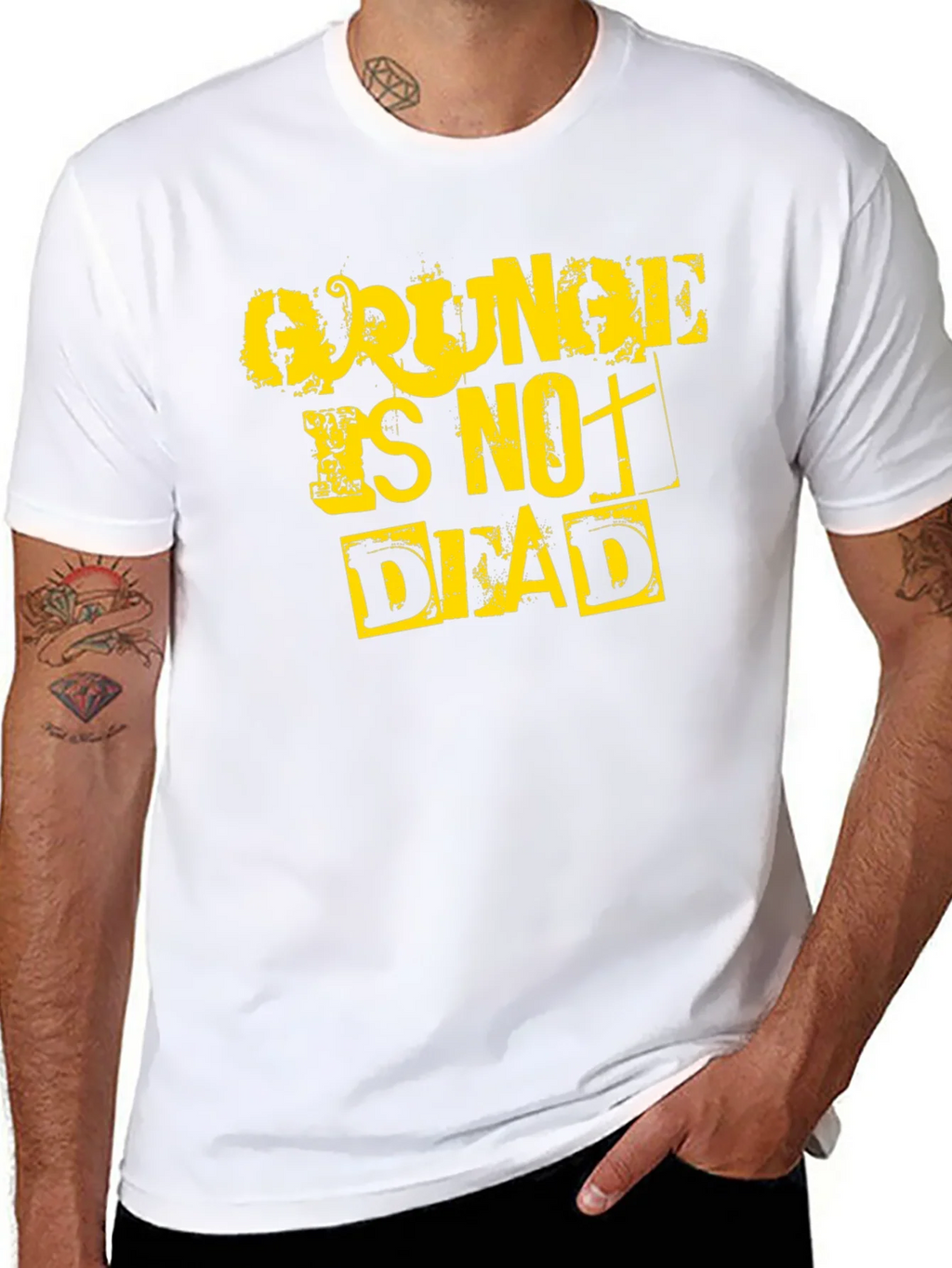 Grunge Is Not Dead Graphic Tee - Black Cotton T-Shirt product image 7