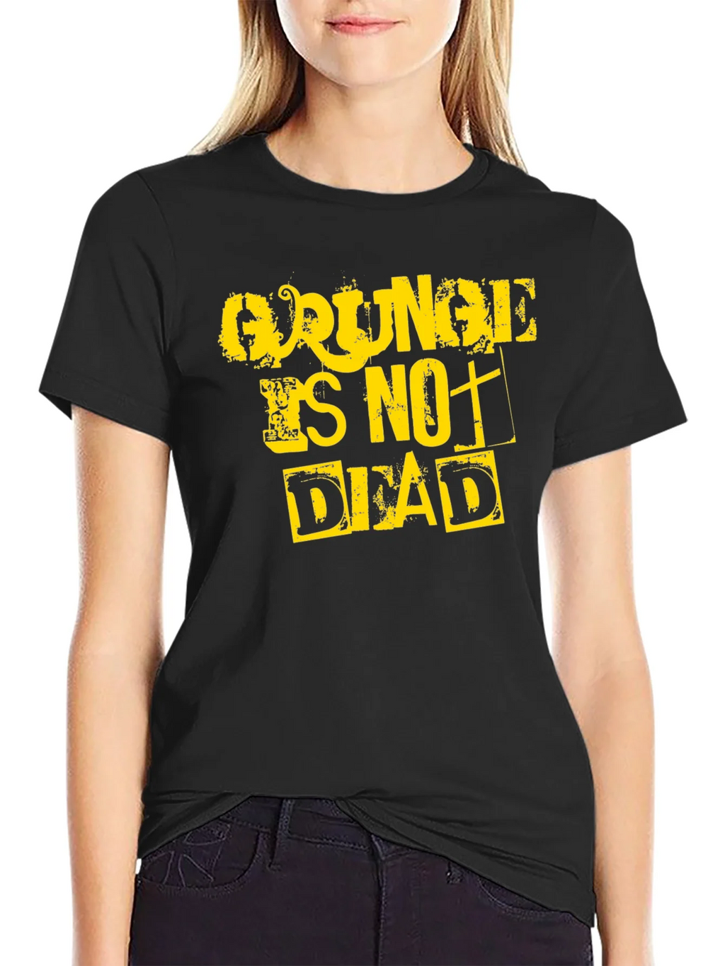 Grunge Is Not Dead Graphic Tee - Black Cotton T-Shirt product image 2