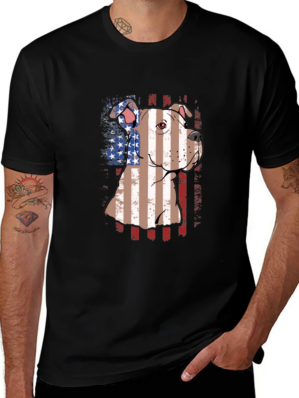 American Pit Bull Dog Patriotic T-Shirt product image 1