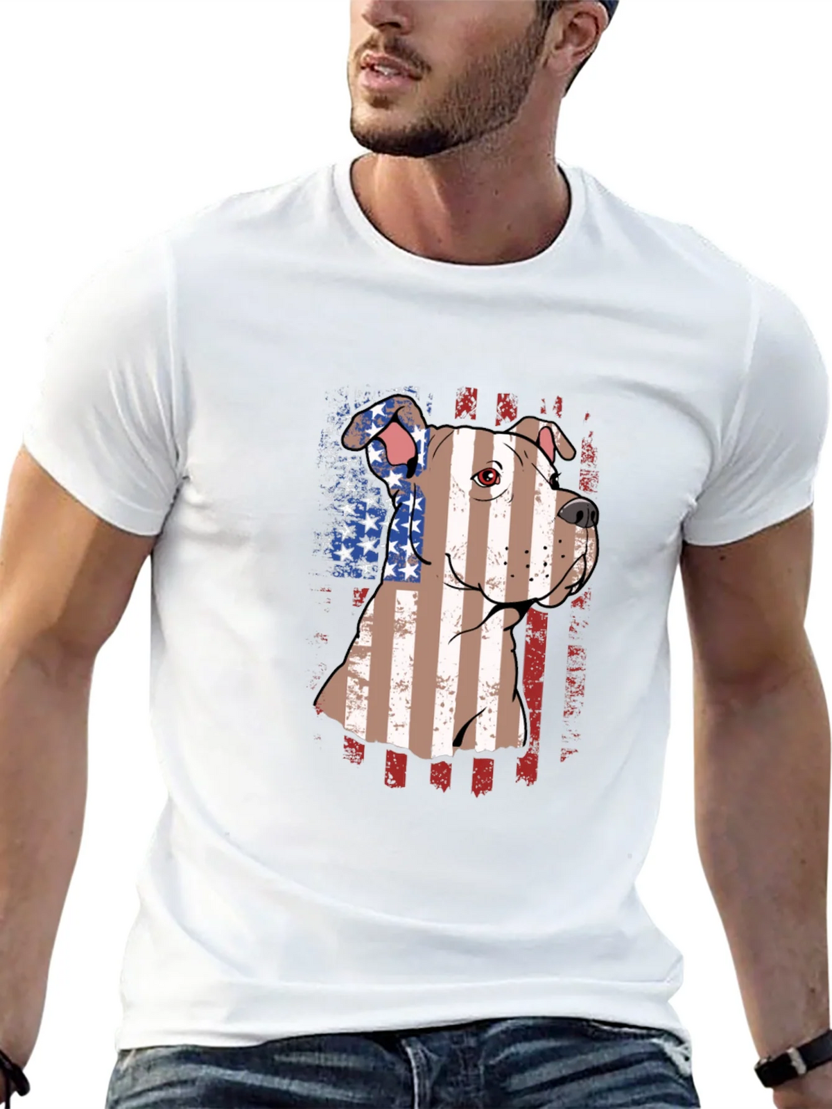 American Pit Bull Dog Patriotic T-Shirt product image 12