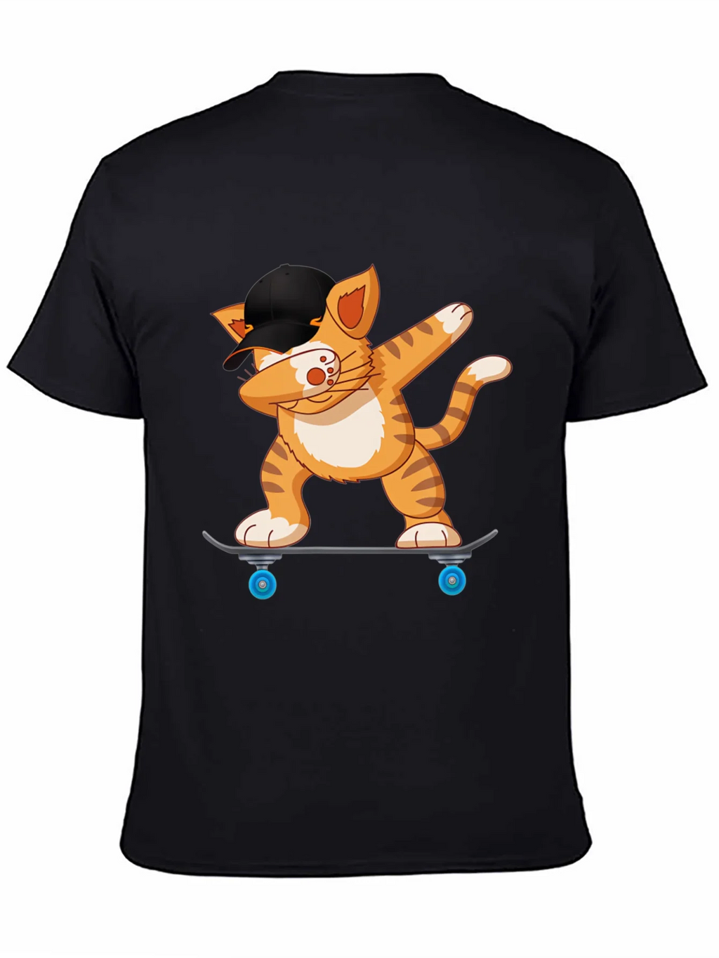 Cool Cat Dabbing on Skateboard Black T-Shirt product image 4
