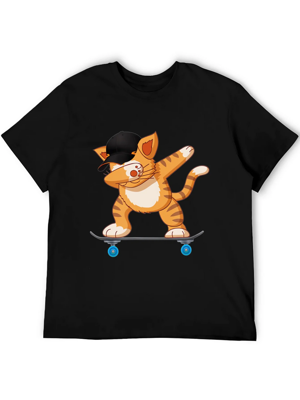 Cool Cat Dabbing on Skateboard Black T-Shirt product image 5
