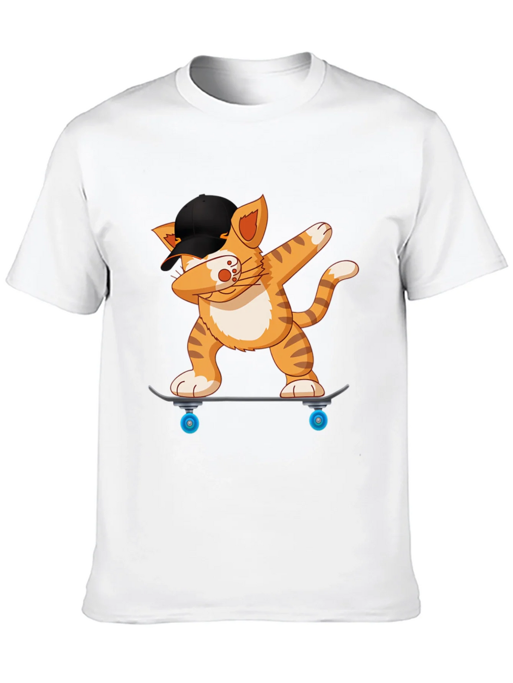 Cool Cat Dabbing on Skateboard Black T-Shirt product image 9