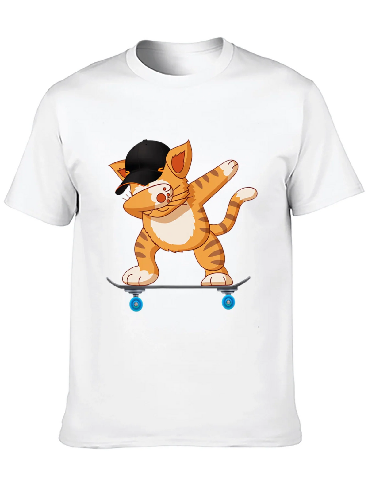 Cool Cat Dabbing on Skateboard Black T-Shirt product image 9