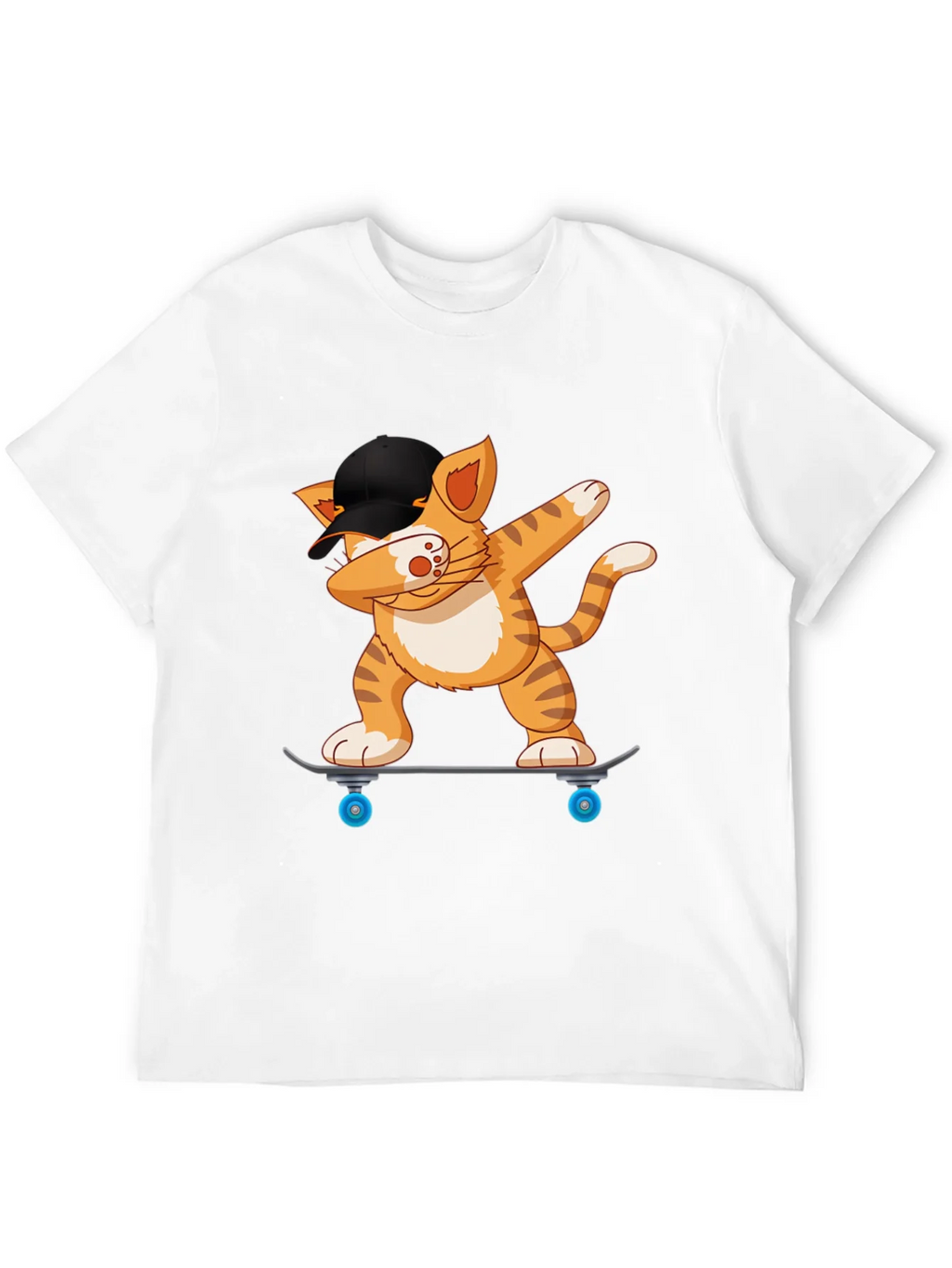 Cool Cat Dabbing on Skateboard Black T-Shirt product image 11