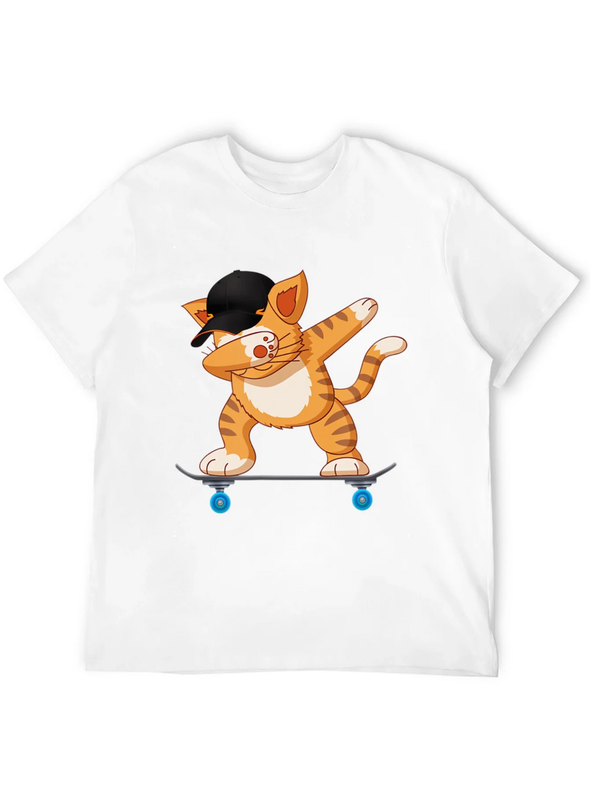 Cool Cat Dabbing on Skateboard Black T-Shirt product image 11