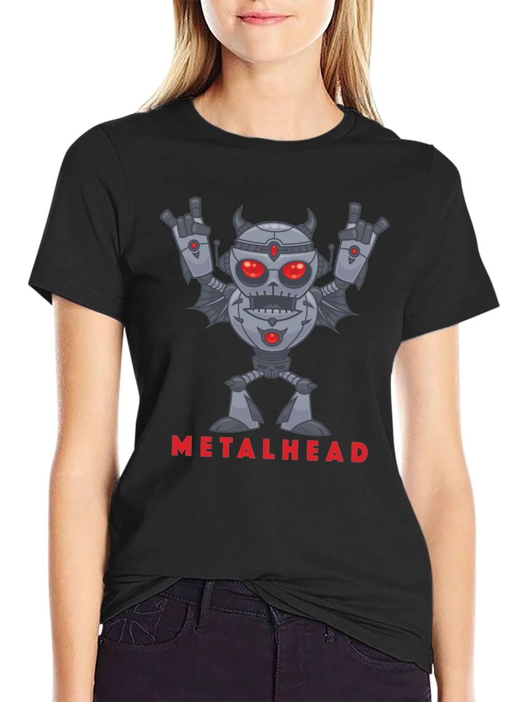 Metalhead Robot Graphic Black T-Shirt product image 2