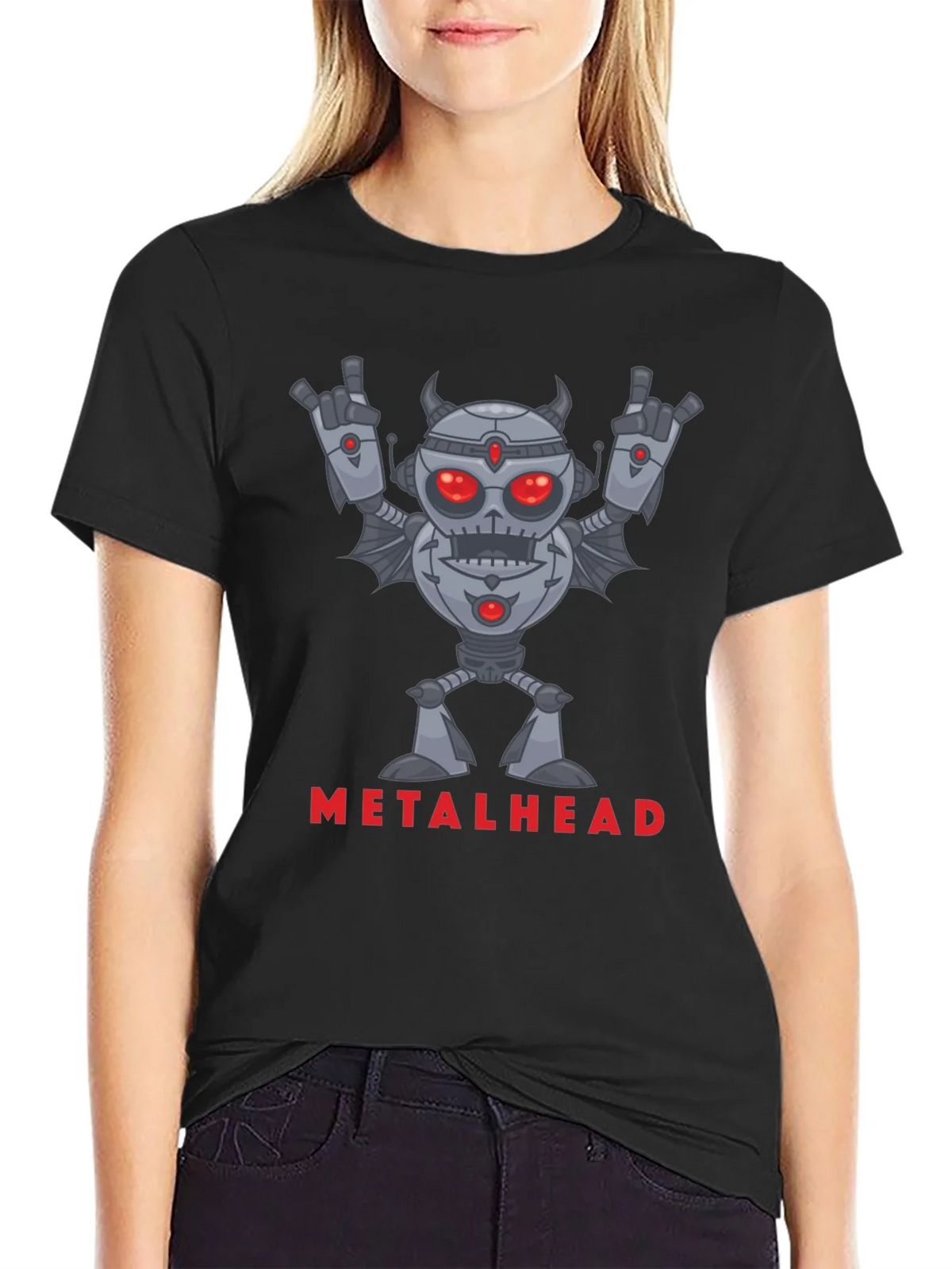 Metalhead Robot Graphic Black T-Shirt product image 2