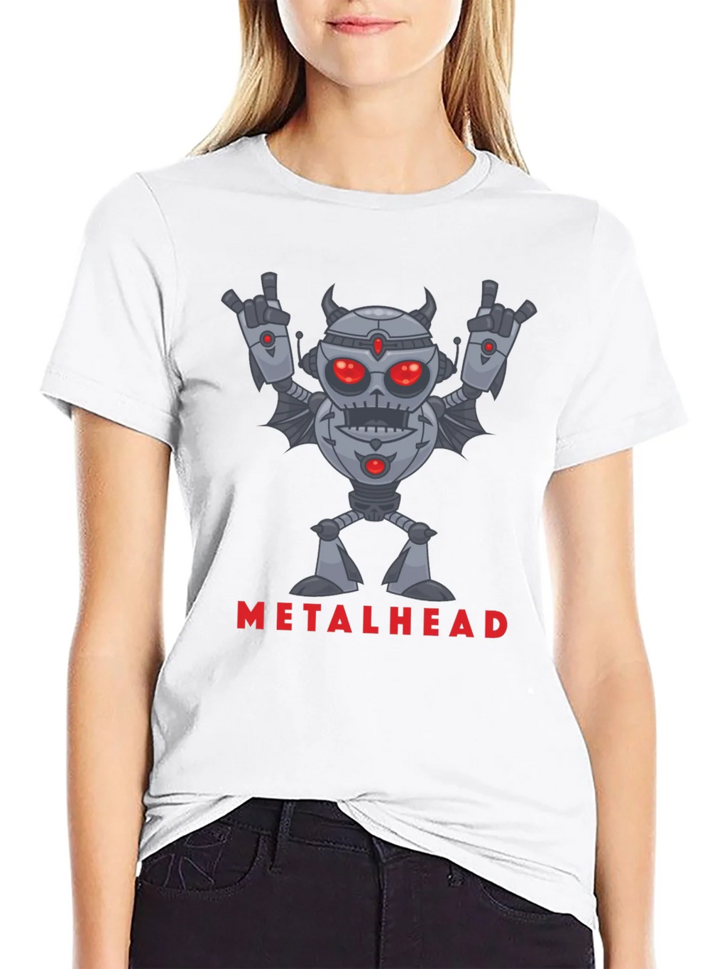 Metalhead Robot Graphic Black T-Shirt product image 8