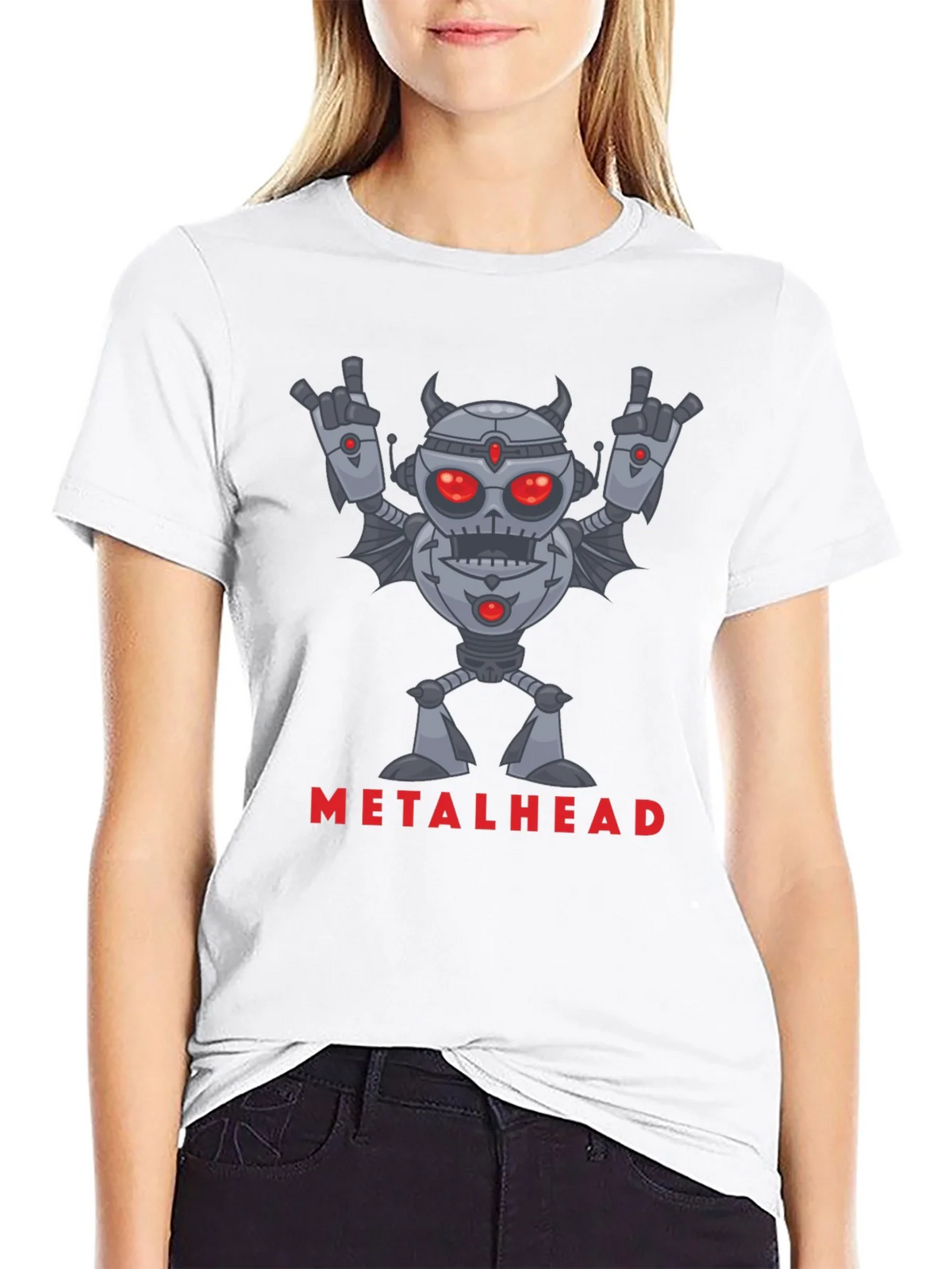 Metalhead Robot Graphic Black T-Shirt product image 8