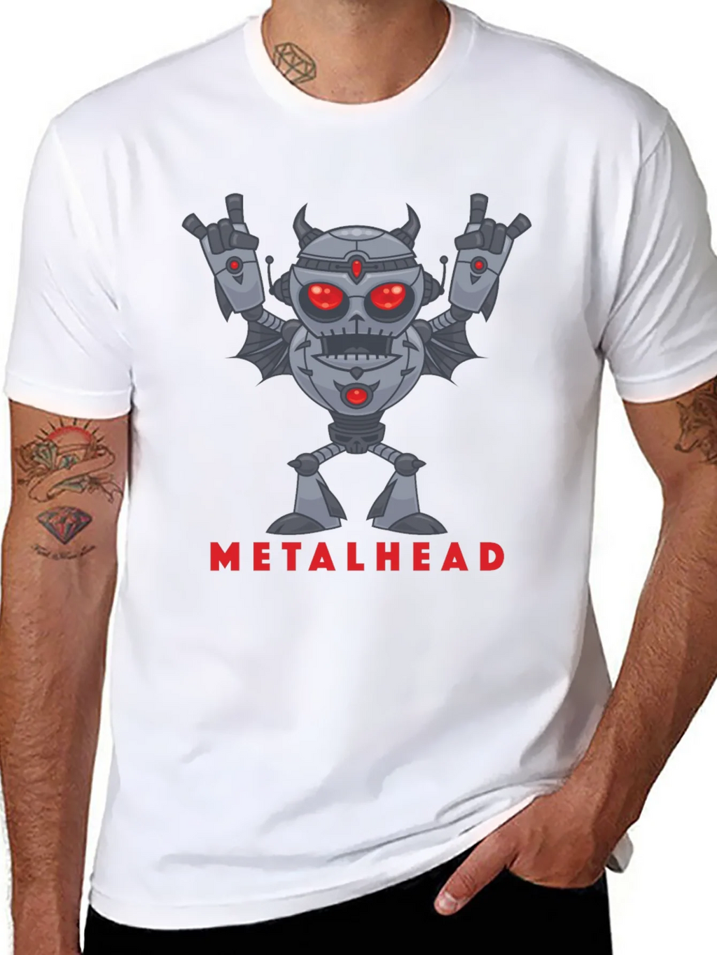 Metalhead Robot Graphic Black T-Shirt product image 7