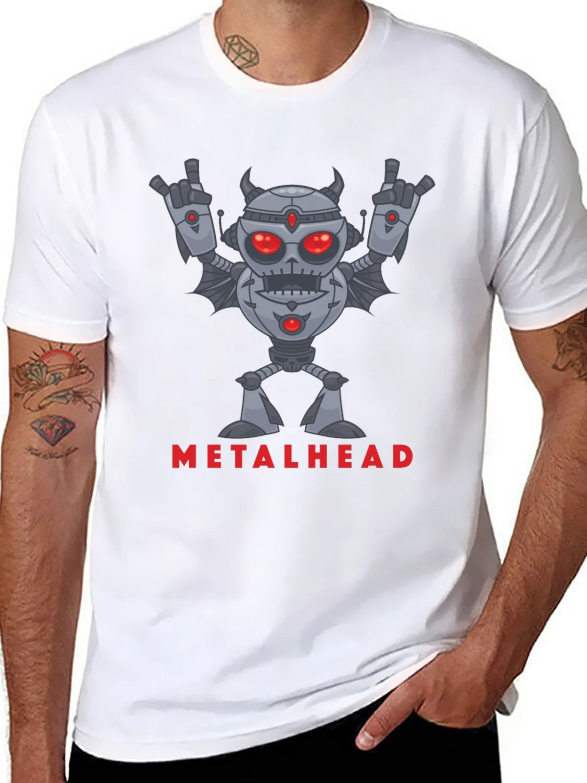 Metalhead Robot Graphic Black T-Shirt product image 7