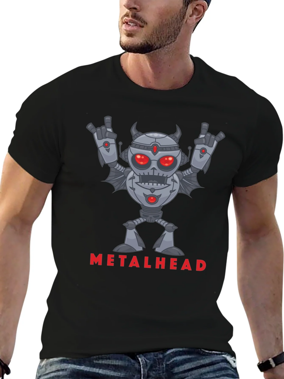 Metalhead Robot Graphic Black T-Shirt product image 6