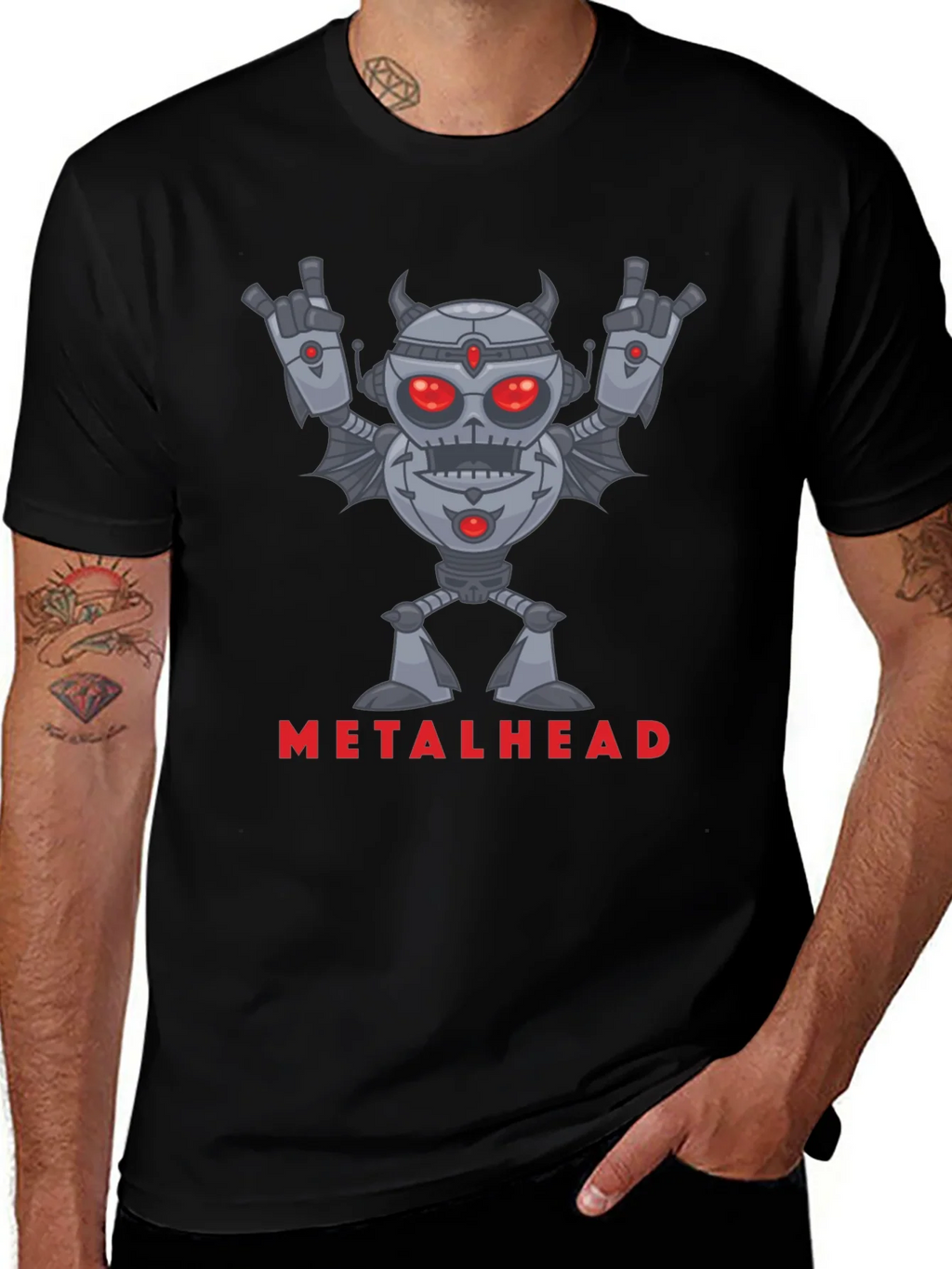 Metalhead Robot Graphic Black T-Shirt product image 1