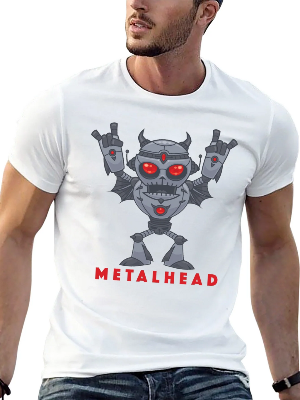 Metalhead Robot Graphic Black T-Shirt product image 12