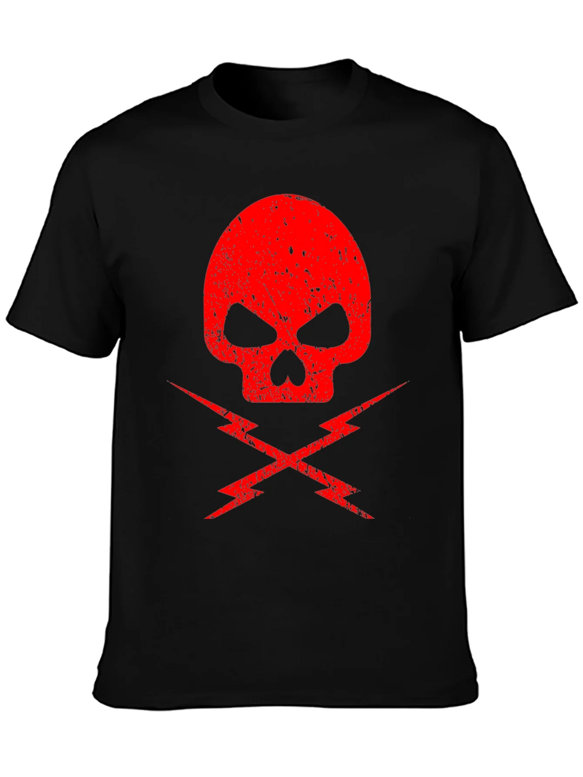 Red Skull & Lightning Bolt Graphic Black T-Shirt product image 2