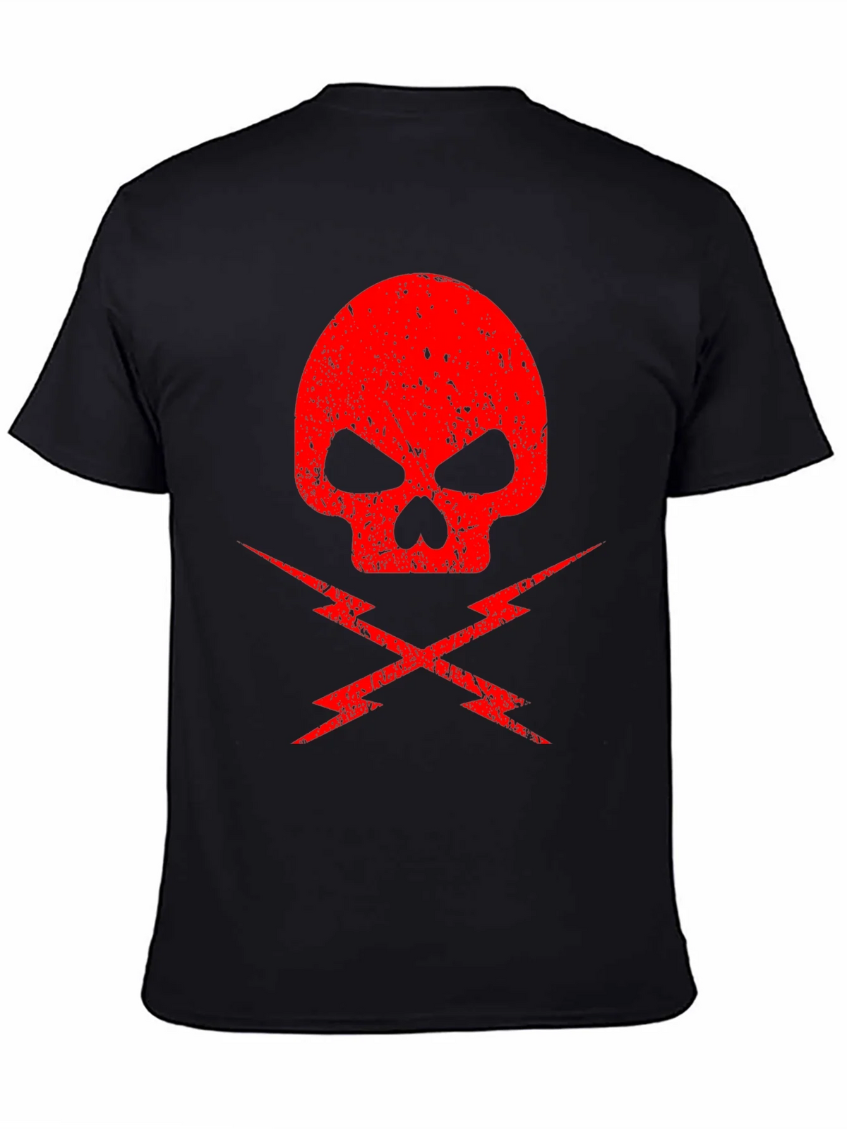 Red Skull & Lightning Bolt Graphic Black T-Shirt product image 3