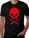 Red Skull & Lightning Bolt Graphic Black T-Shirt product image 1