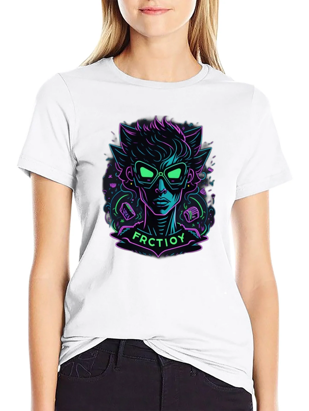 Neon Cartoon Character Graphic Tee product image 8
