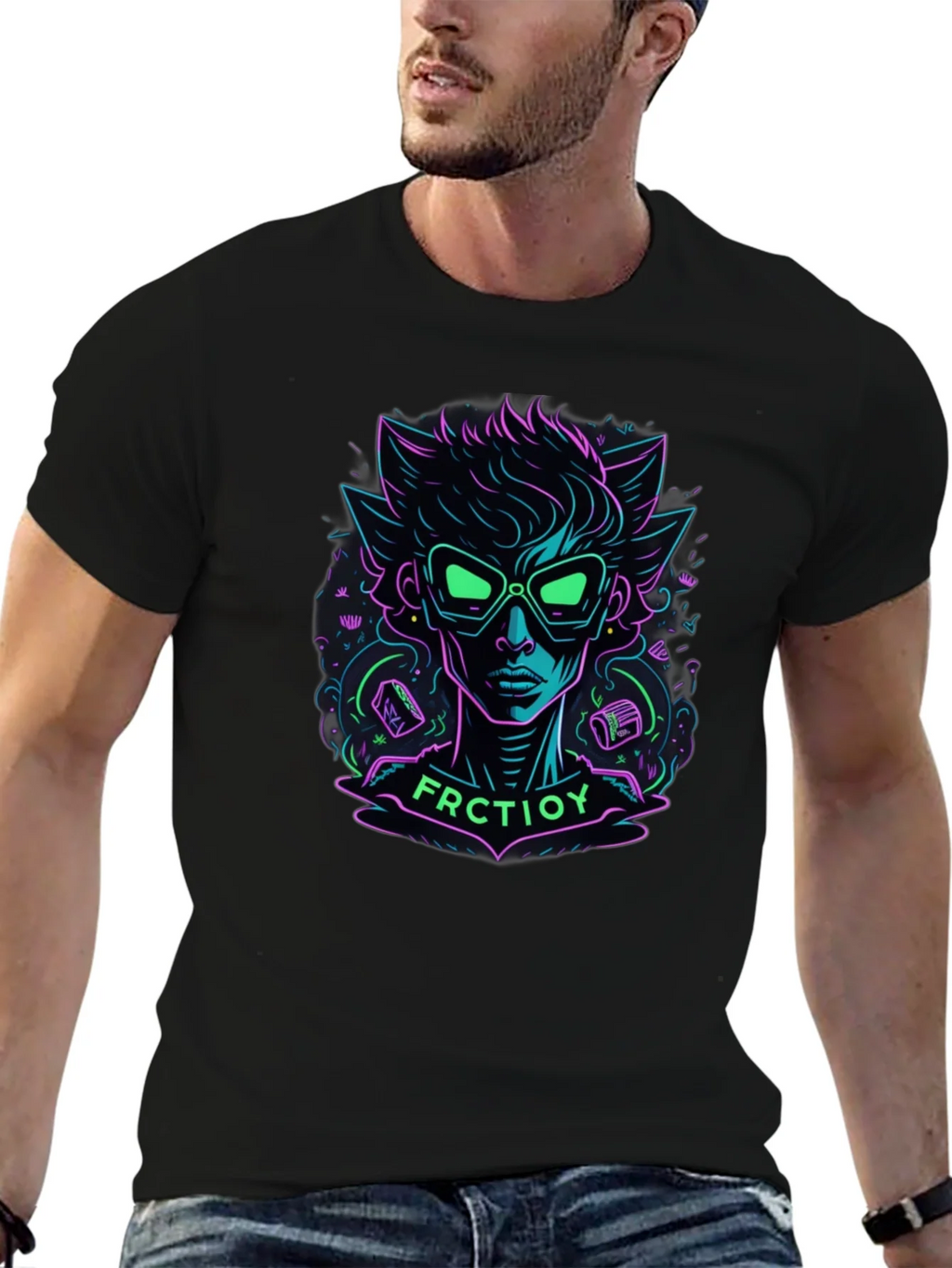 Neon Cartoon Character Graphic Tee product image 6