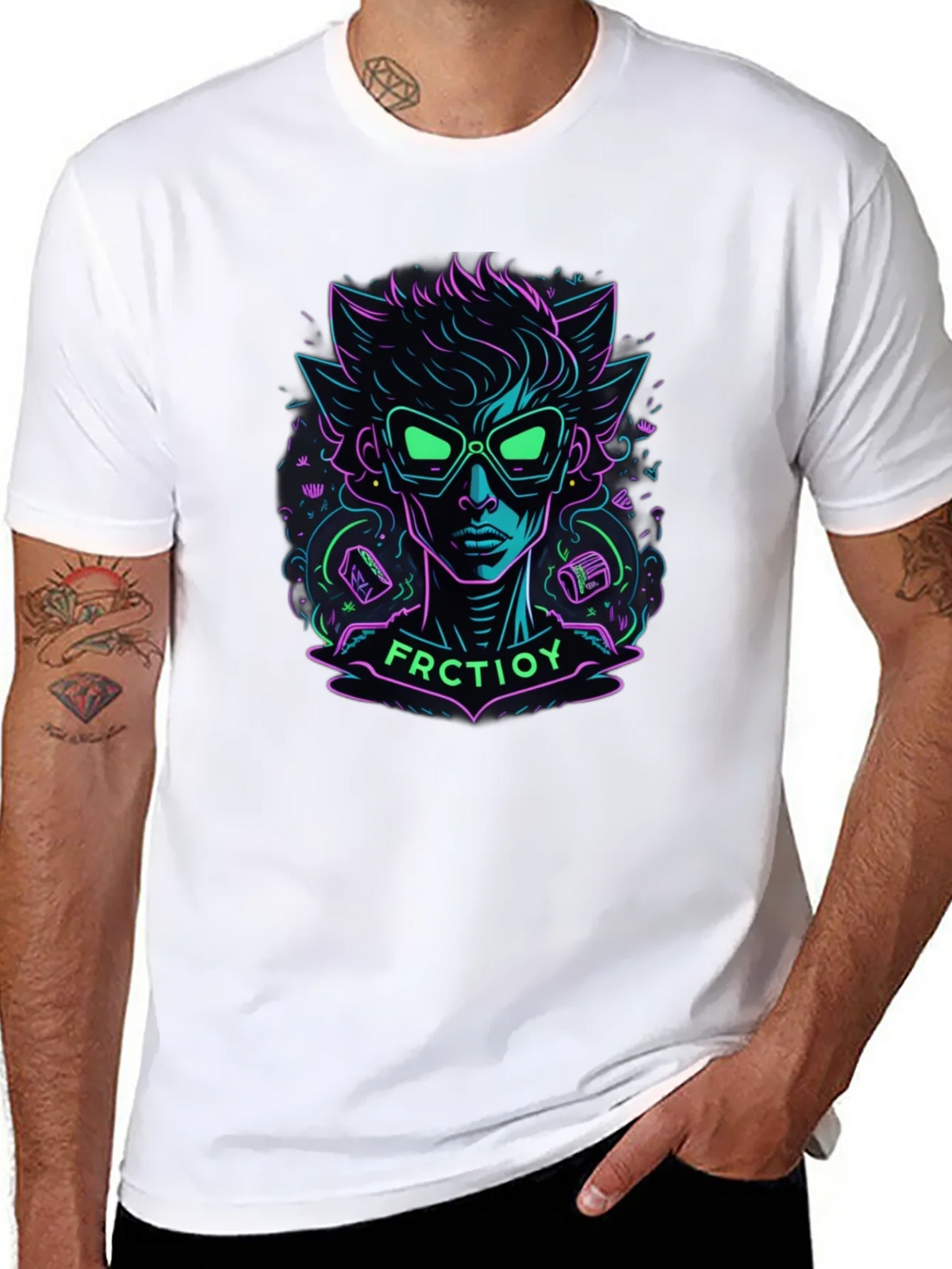 Neon Cartoon Character Graphic Tee product image 7