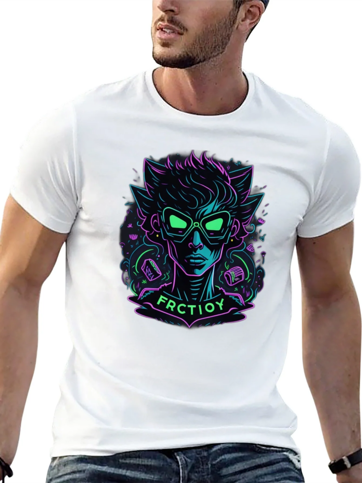 Neon Cartoon Character Graphic Tee product image 12