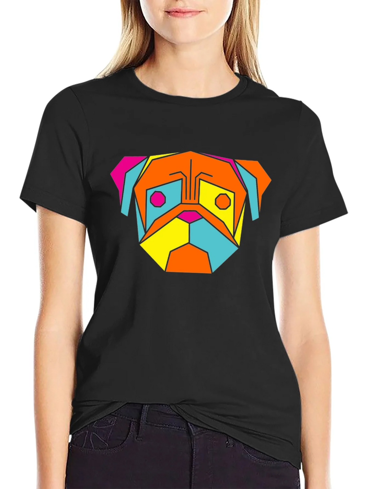 Geometric Pug T-Shirt - Modern Graphic Tee product image 1