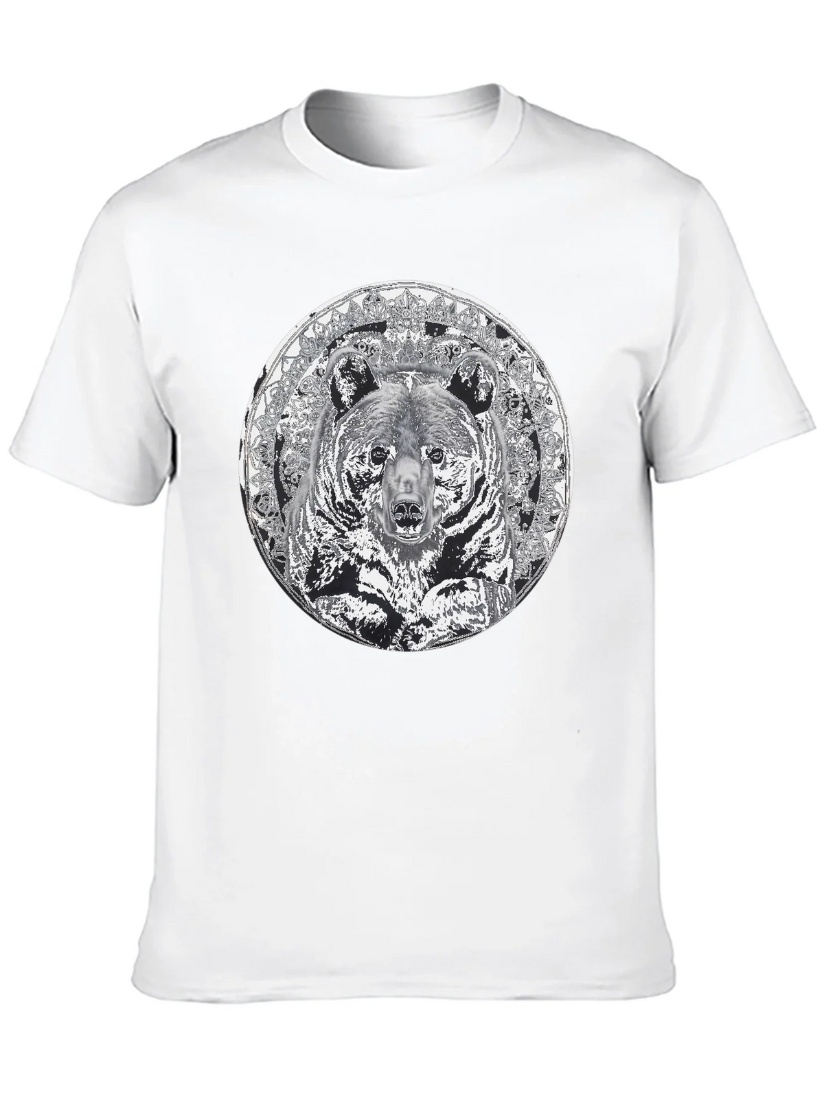 Bear Mandala Graphic Tee - Black Cotton Blend Shirt product image 6