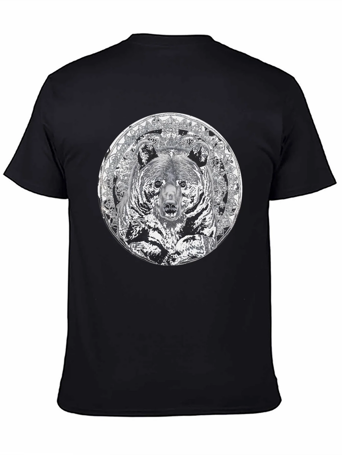 Bear Mandala Graphic Tee - Black Cotton Blend Shirt product image 1