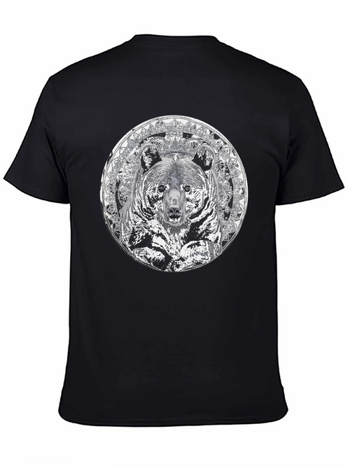 Bear Mandala Graphic Tee - Black Cotton Blend Shirt product image 1