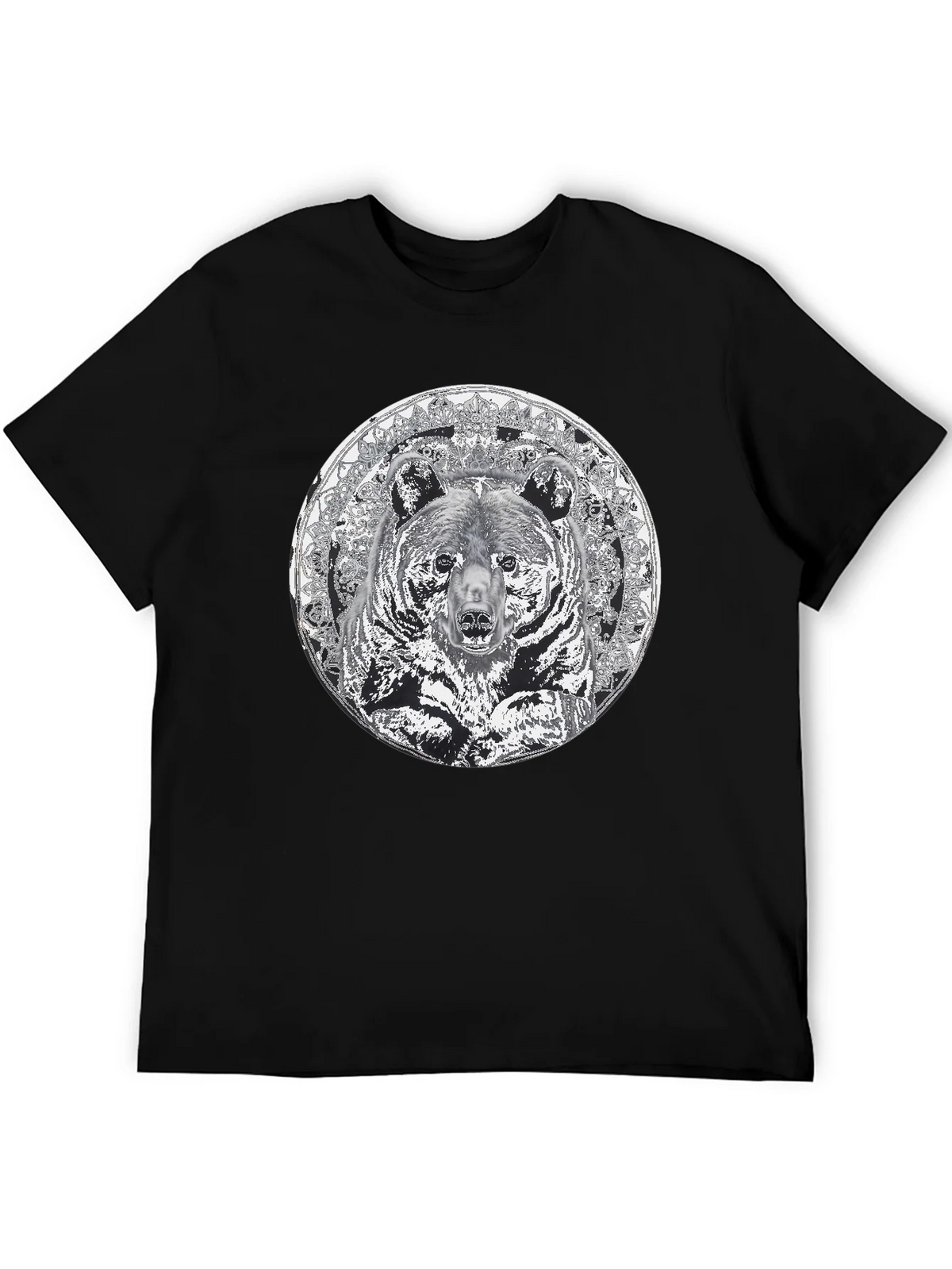 Bear Mandala Graphic Tee - Black Cotton Blend Shirt product image 2
