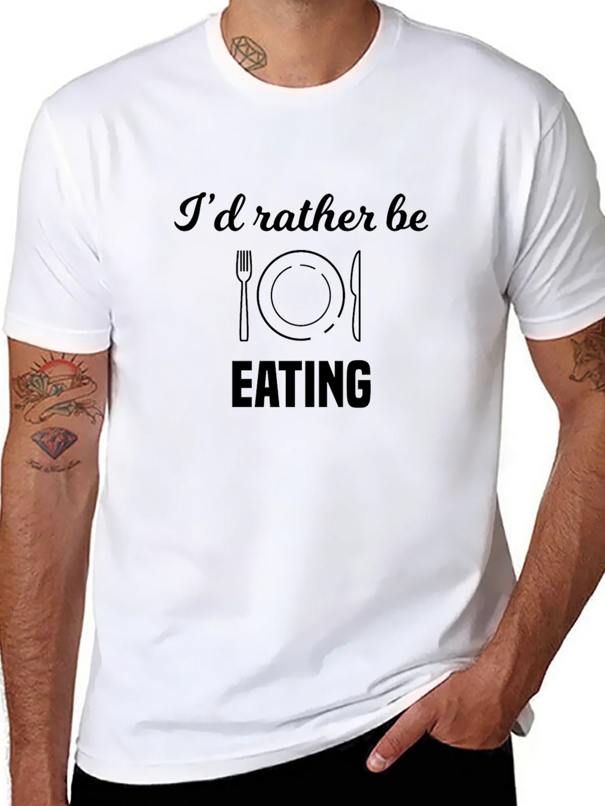 Funny Id Rather Be Eating Black T-Shirt product image 7