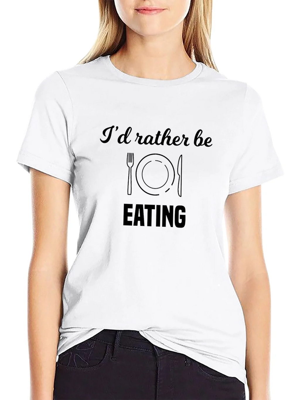 Funny Id Rather Be Eating Black T-Shirt product image 8