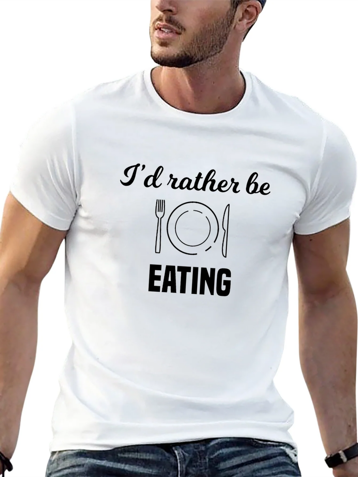 Funny Id Rather Be Eating Black T-Shirt product image 12