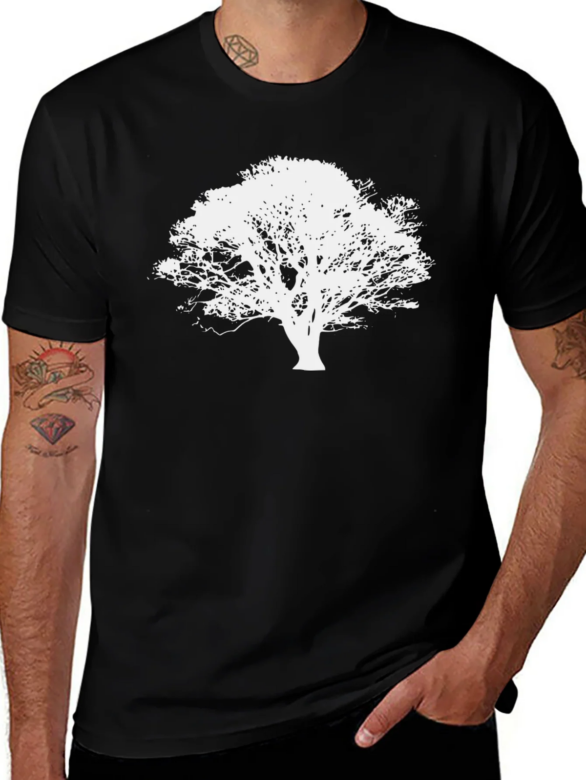 Nature Tree Silhouette Black T-Shirt product image 1
