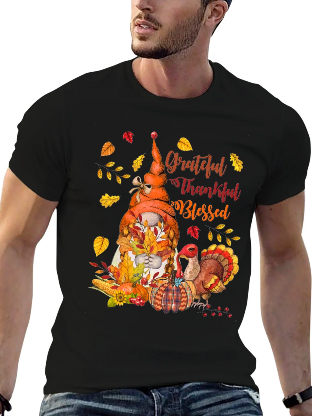 Grateful Thankful Blessed Thanksgiving T-Shirt product image 6
