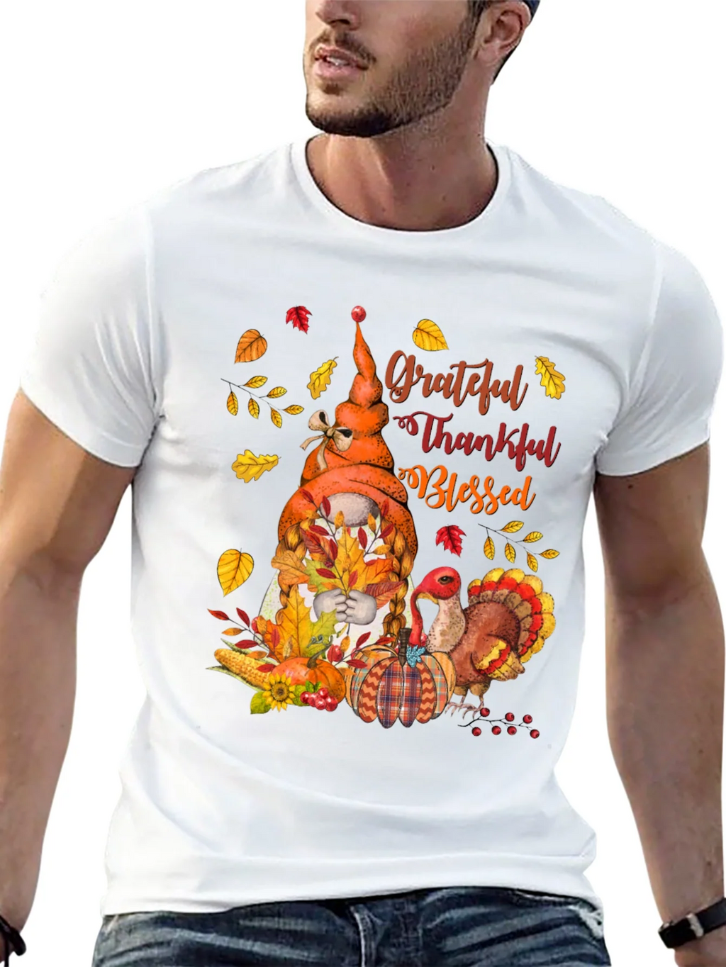 Grateful Thankful Blessed Thanksgiving T-Shirt product image 12