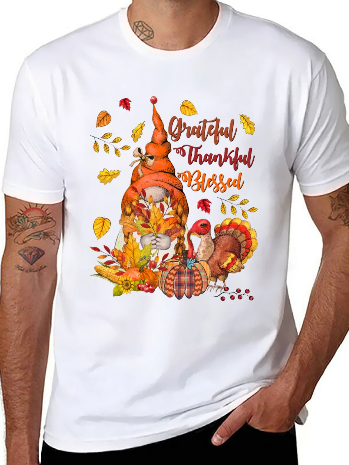 Grateful Thankful Blessed Thanksgiving T-Shirt product image 7