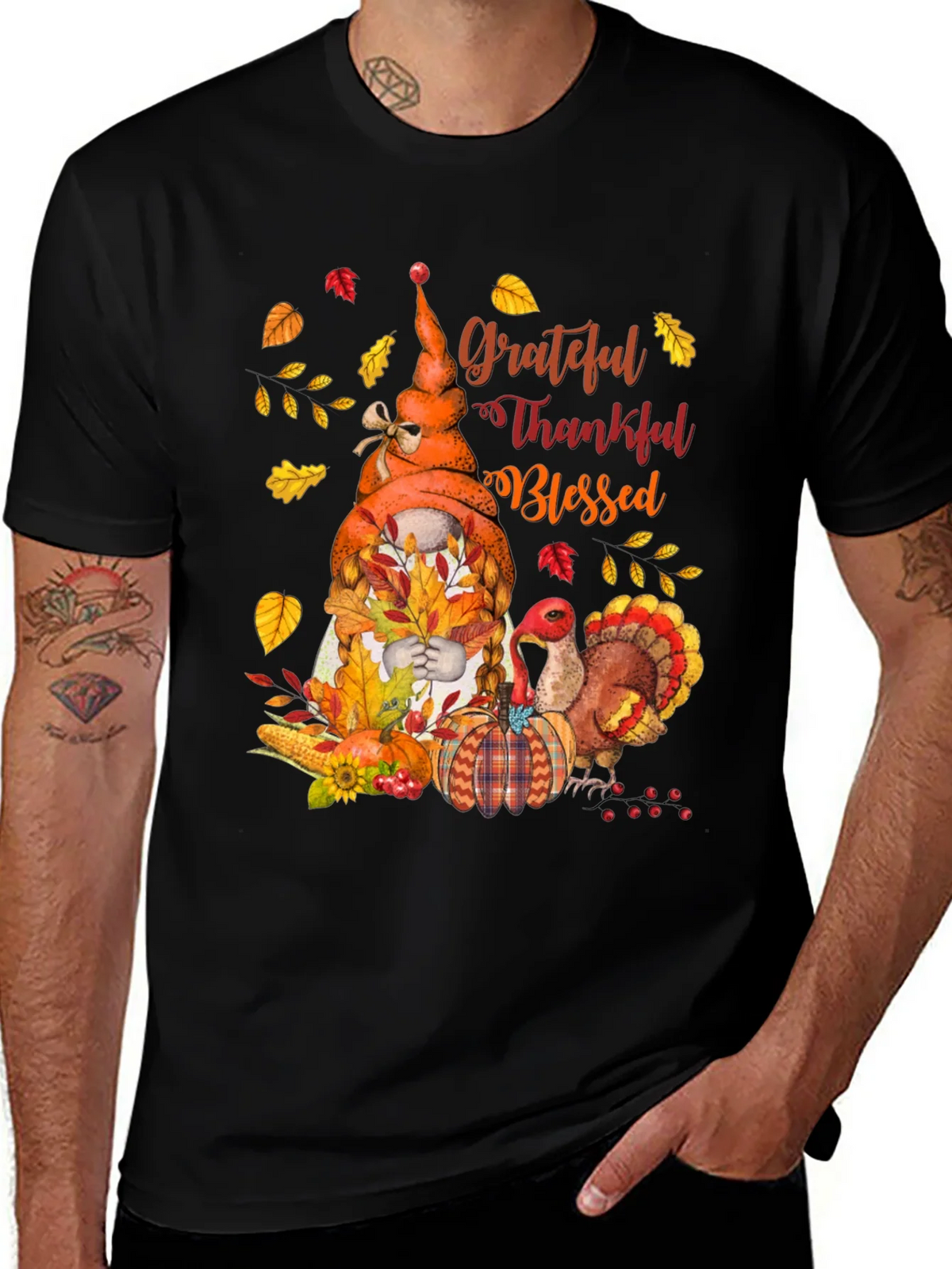 Grateful Thankful Blessed Thanksgiving T-Shirt product image 1