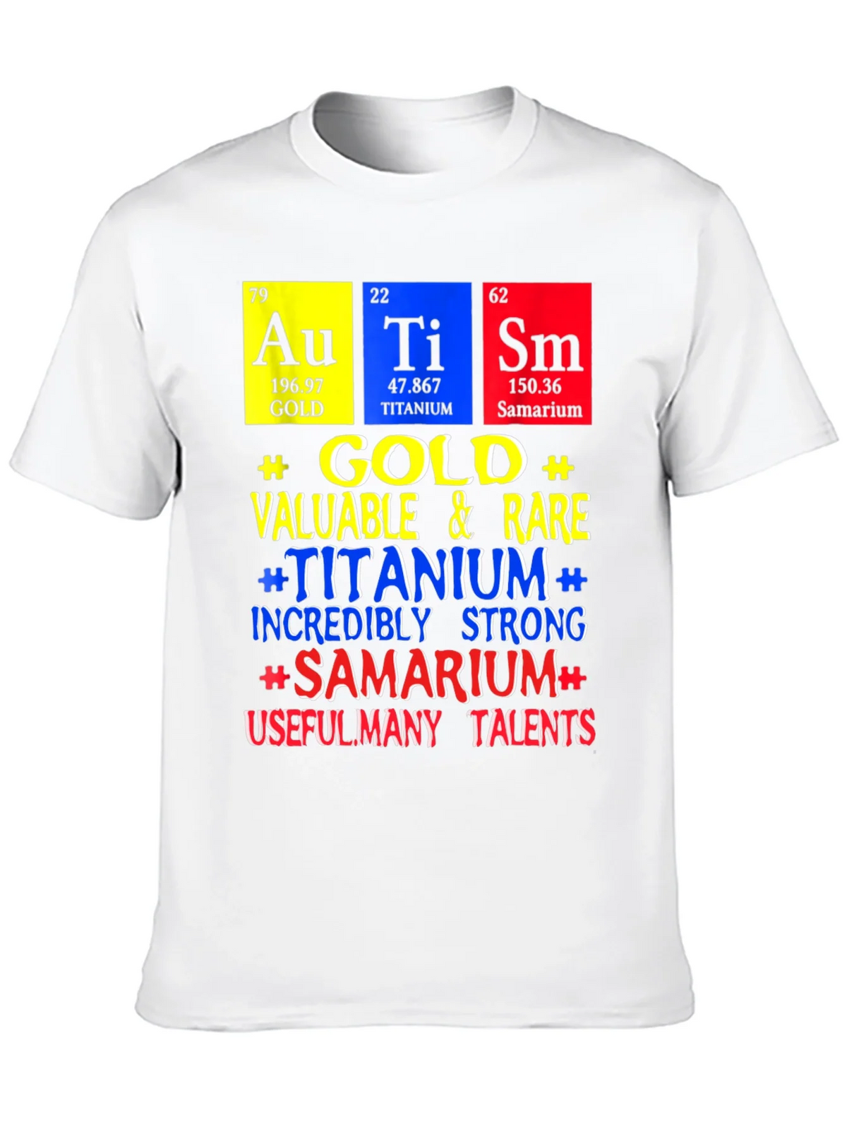 Periodic Table Elements T-Shirt: Gold Titanium Samarium product image 1