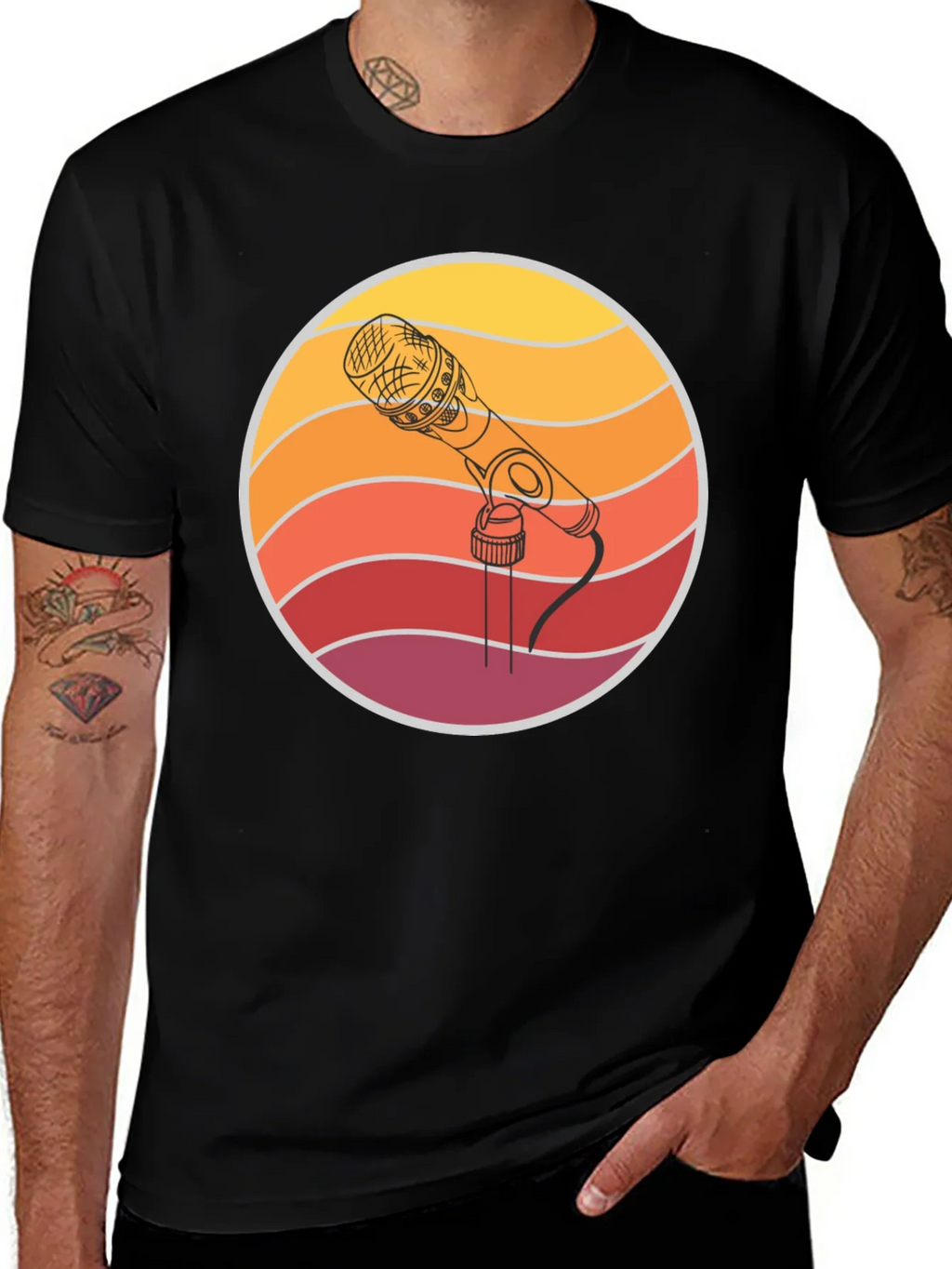 Retro Microphone Graphic Tee - Vintage Style Music T-Shirt product image 1